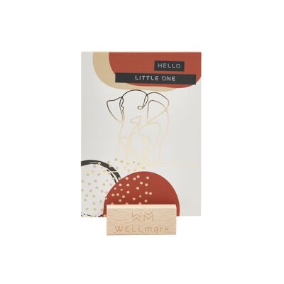 Cartolina con design dorato, elefante riciclato, 'ciao piccolo'