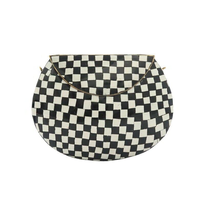 Borsa sul petto con mosaico a scacchi in bianco e nero