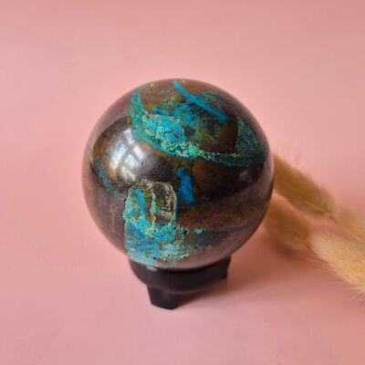 Bola de crisocola de cristal n.° 1 (65 mm) – Calmante y terroso