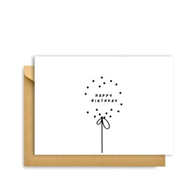 HAPPY BIRTHDAY BALLOON DOTS CARD, Hygge Cards C6 Greeting Card – Scandinavian Simplicity & Cosiness for Lovers of Minimalism, Nature & Simple Pleasures