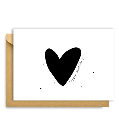 Carte de vœux Hygge Cards C6, Joyeux anniversaire, grand cœur – Simplicité et convivialité scandinaves pour les amoureux du minimalisme, de la nature et des plaisirs simples