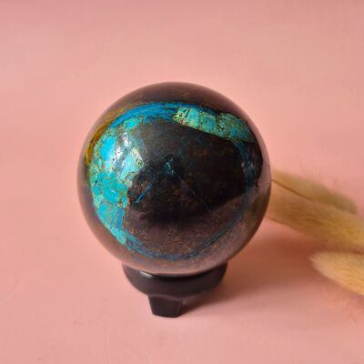 Bola de crisocola de cristal n.° 4 (65 mm) – Calmante y terroso