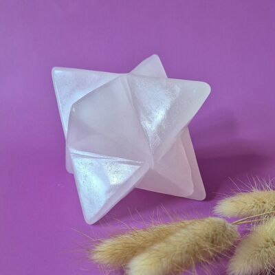 Cristal de Quartz Rose XXL Merkaba – 7 cm, 8 cm, 9 cm – Amour et Lumière en Géométrie Sacrée