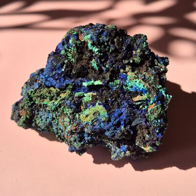 Azurita-malaquita drusa XL, rara piedra preciosa brillante en bruto n.° 3, 355 gramos: poder natural brillante