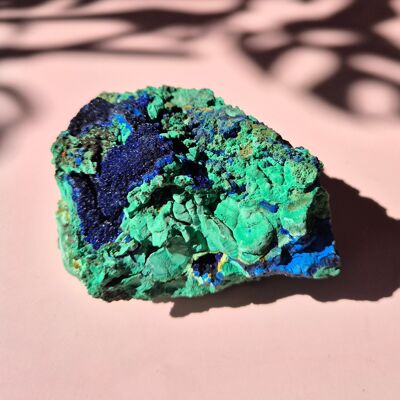 Azurita-malaquita drusa XL, rara piedra preciosa brillante en bruto n.° 4, 367 gramos: poder natural brillante