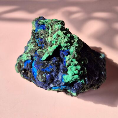 Azurita-malaquita drusa XL, rara piedra preciosa brillante en bruto n.° 7, 222 gramos: poder natural brillante