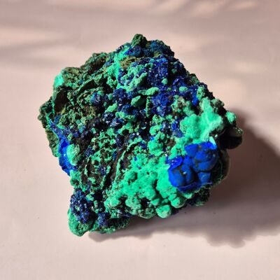 Azurita-malaquita drusa XL, rara piedra preciosa brillante en bruto n.° 6, 274 gramos: poder natural brillante