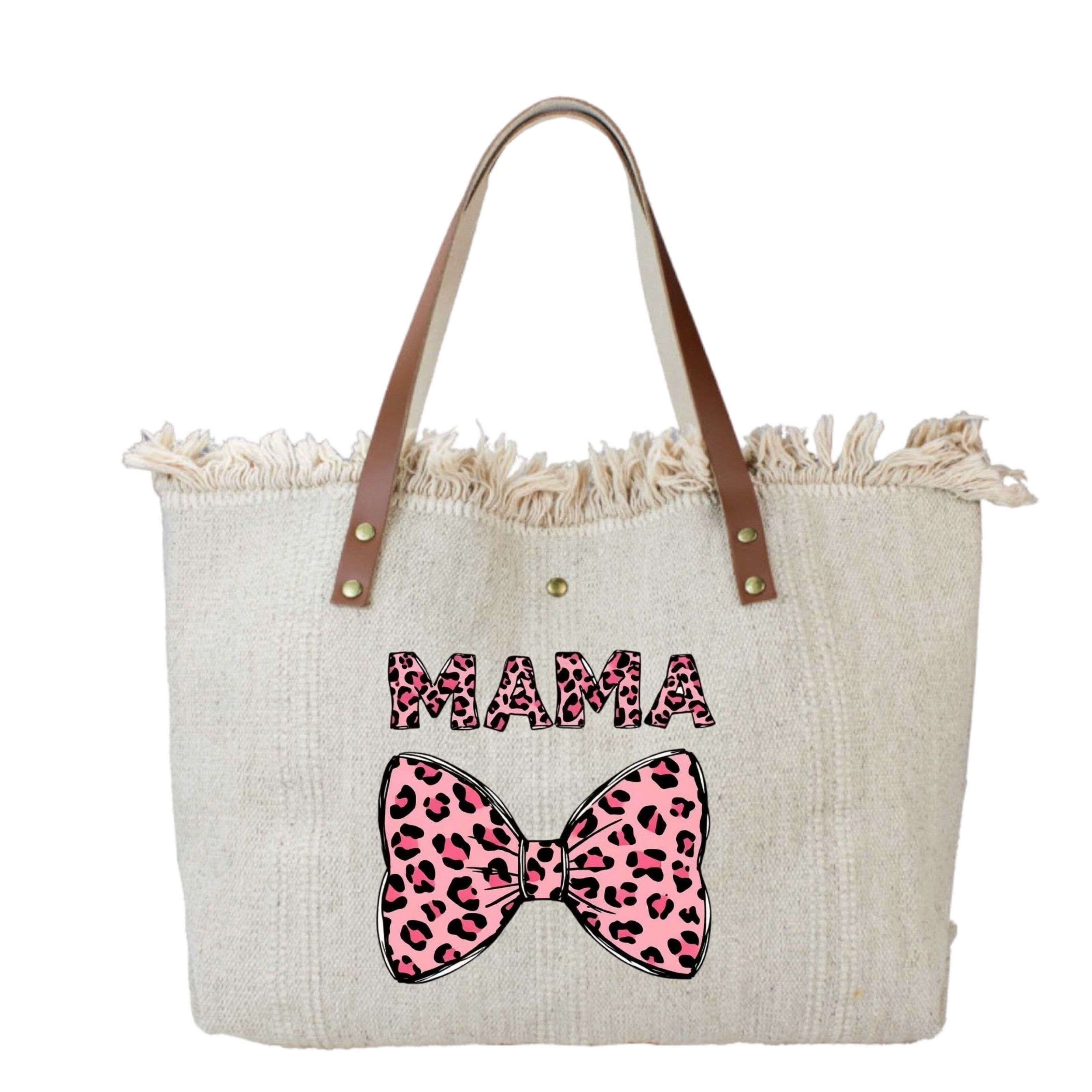 BORSA MAMA IN COTONE CON BORDI IN PELLE