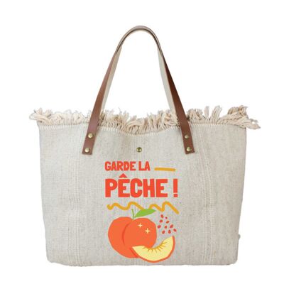 BORSA IN COTONE CON BORDI IN PELLE PER CONSERVARE I PESCI