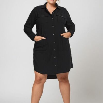 Giacca-abito nero semplice, taglie forti (C6525/NERO)