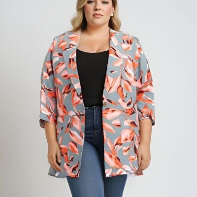 Blazer fluido stampato verde taglie forti (C6522/VERDE)