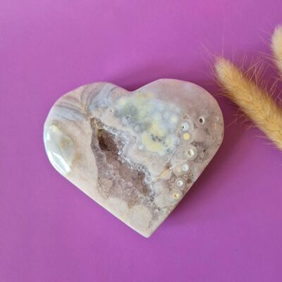 Piedra preciosa drusa de amatista rosa en forma de corazón n.° 4, 8-10 cm (amatista rosa)