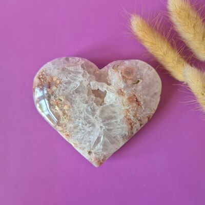 Piedra preciosa drusa de amatista rosa en forma de corazón n.° 5, 8-10 cm (amatista rosa)