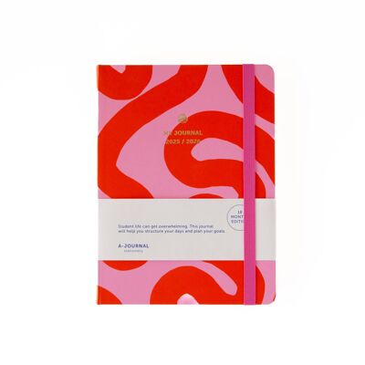 Mon Journal Agenda scolaire 18 mois 2025/2026 Flow Pink