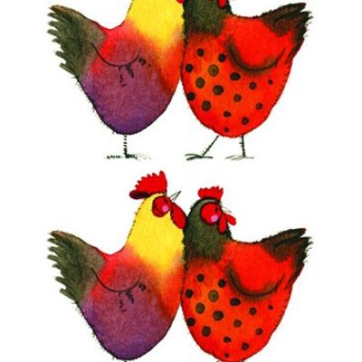 Colourful cockerels bookmark