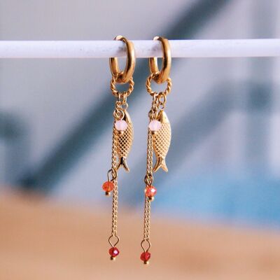 Pendientes con colgante facetado y pez