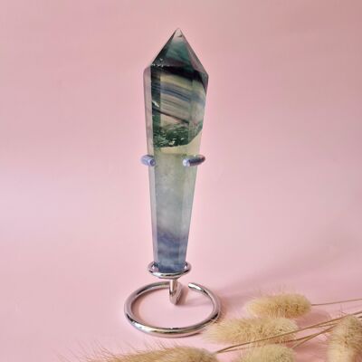 Cetro de fluorita verde/azul – Varita de piedras preciosas (14 cm/200 g) n.° 1