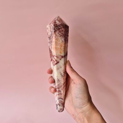 Scettro in pietra di maiale Gemstone XXL – Bacchetta in pietra preziosa (21 cm / 400 g)