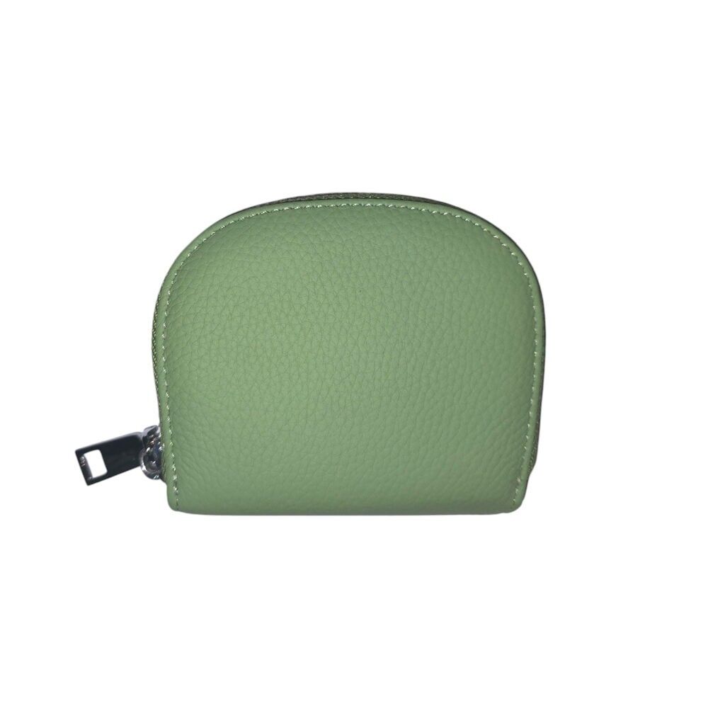 Porta carte in pelle verde mela