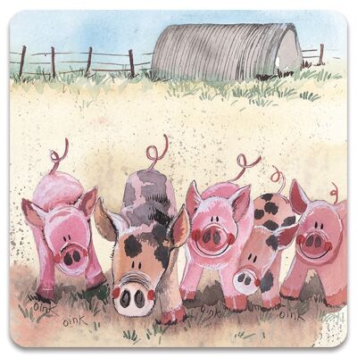 Five little pigs fridge magnet