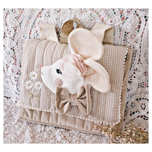 Cartable maternelle souris beige