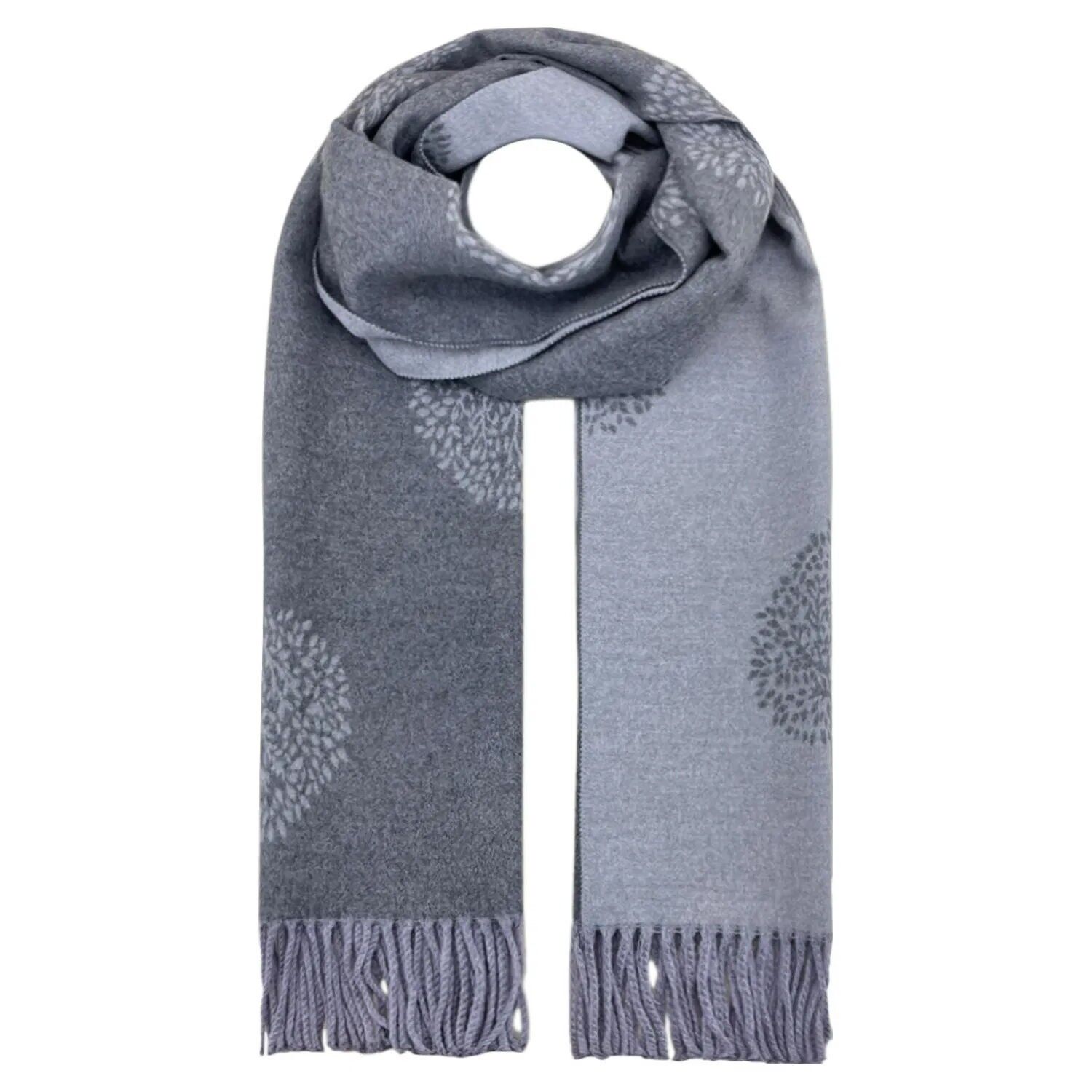 Bufanda con borlas de árbol en color gris