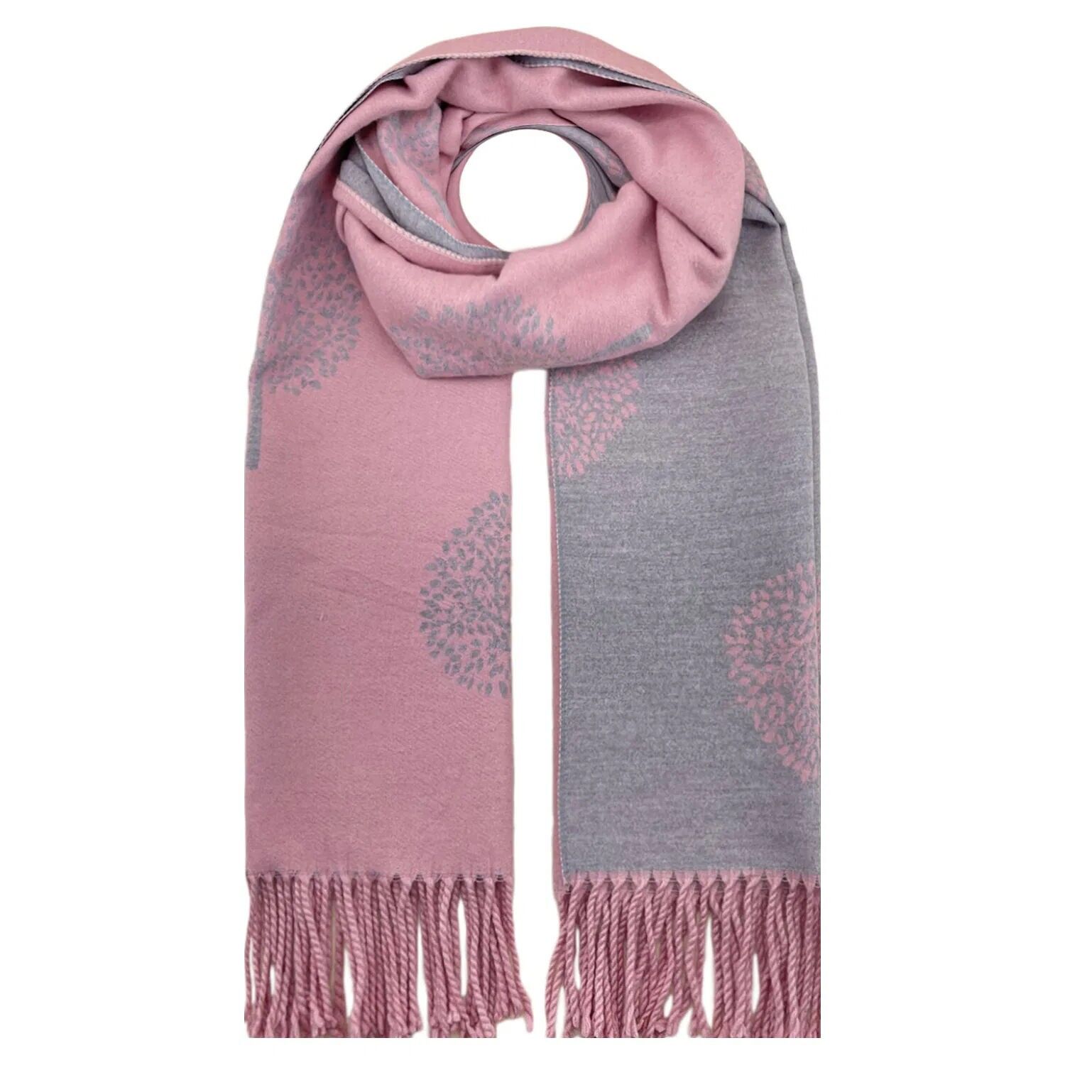 Sciarpa con nappa ad albero rosa