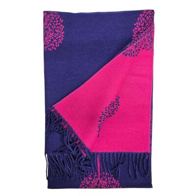 Tree Tassel Scarf Navy/Fuchsia