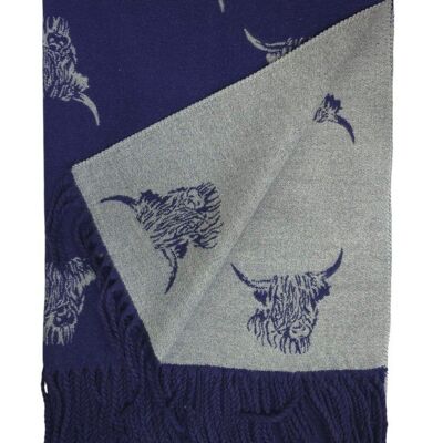 Sciarpa con mucca scozzese blu navy