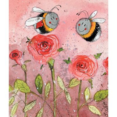 Bee and roses