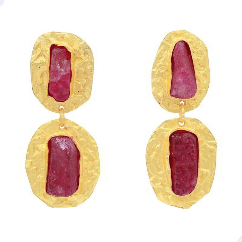 Elenis Raue Bordeaux-Rosa Ohrringe