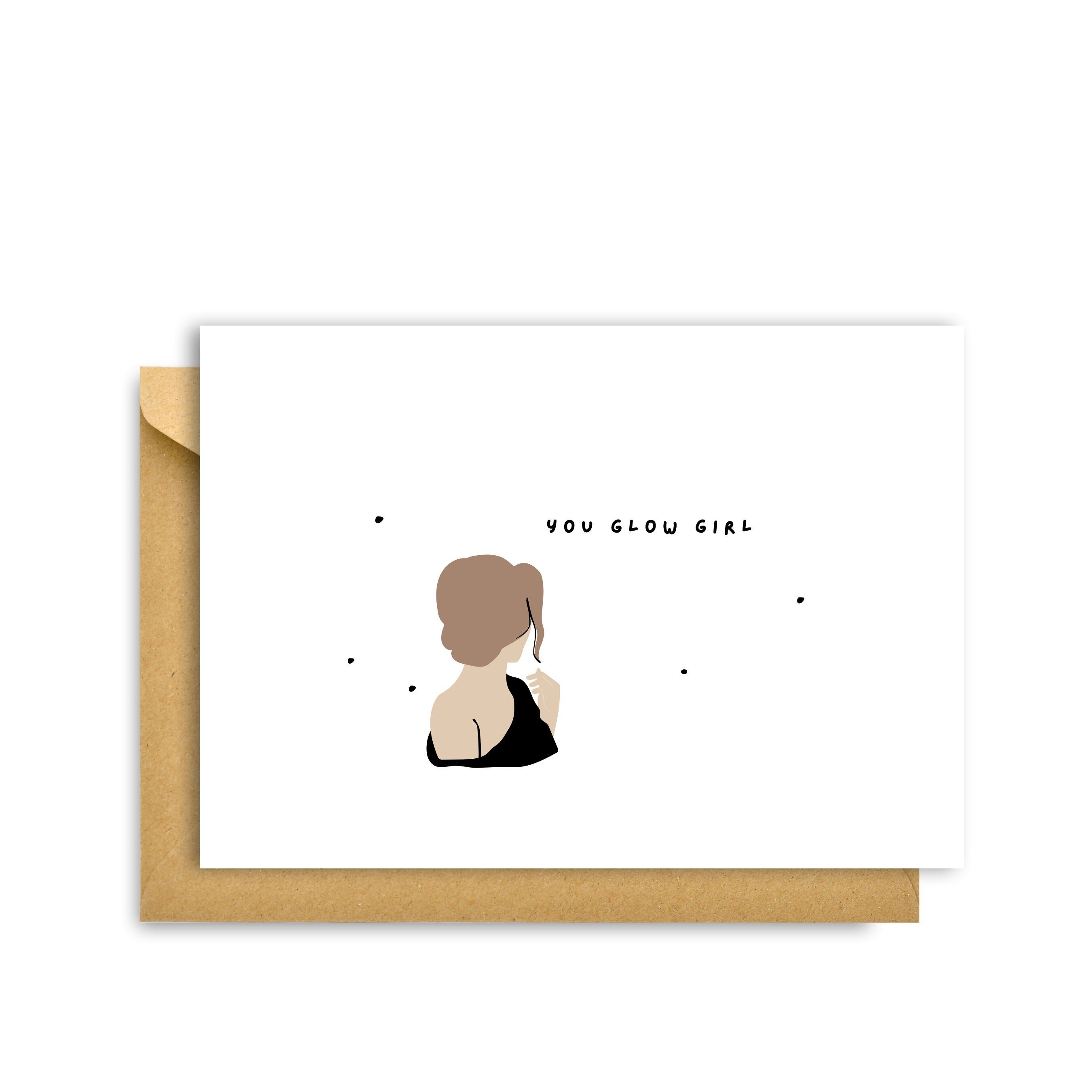 BIGLIETTO YOU GLOW GIRL, Biglietto d'auguri Hygge Cards C6 - Semplicità e intimità scandinave per gli amanti del minimalismo, della natura e dei piaceri semplici