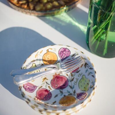 Assiettes creuses multifruits dorées « Leila »