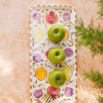 Plateau long à cake tutti frutti goud “Samira”
