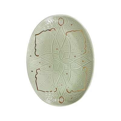 Grand plat de service ovale reliëf mint goud “Amina”
