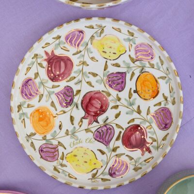Plat rond tutti frutti goud “Khadija”