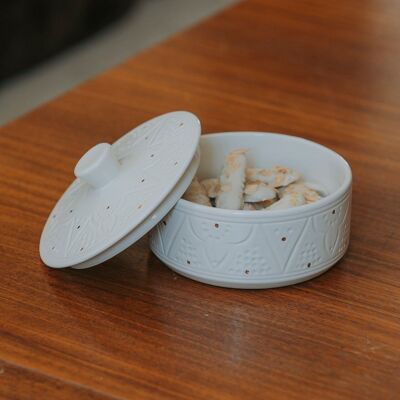 Boite basse blanc goud “Leila”