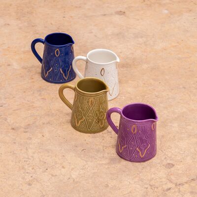 Petit pichet reliëf blauw majorelle goud “Malika”