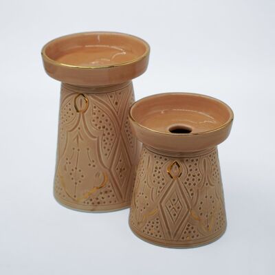 Dúo bougeoir piedestale relieve sahara goud “Malika”