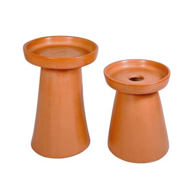 Bougeoir piedestal tadelakt terracota “Zahra”