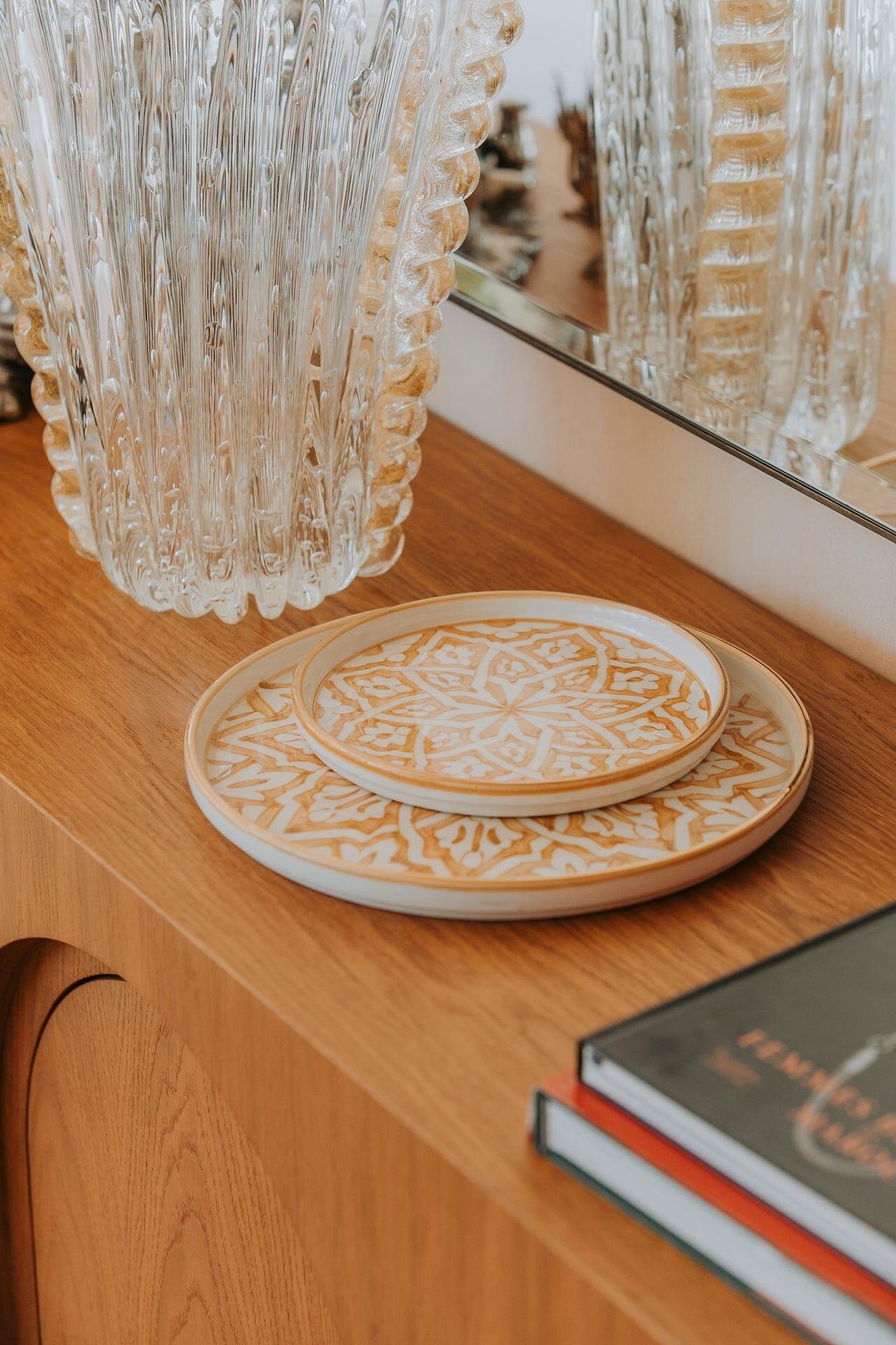 Plateaux ronds decorativi fassia paille goud “Khadija”