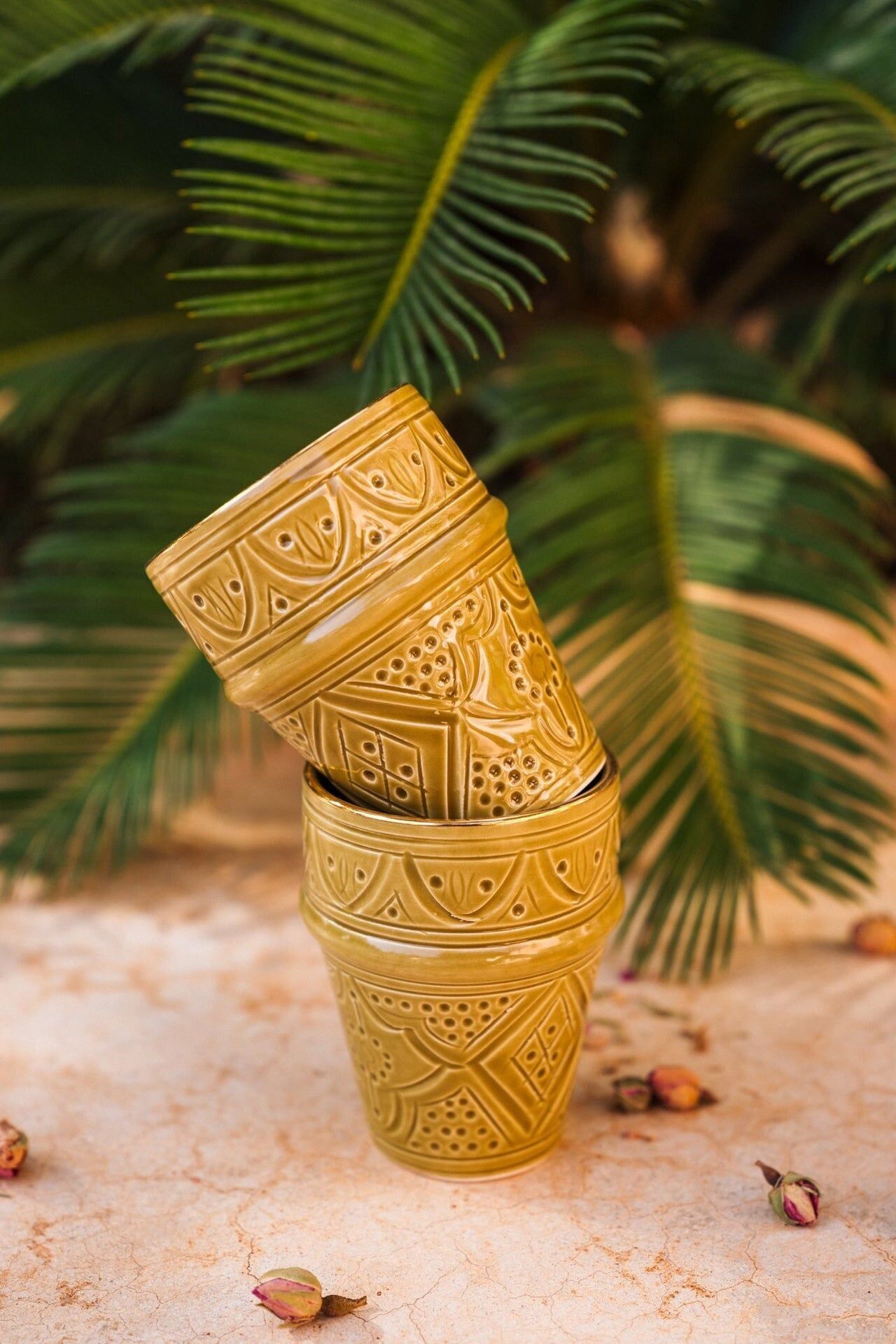 Grande copia beldi sollievo kaki goud “Yasmina”