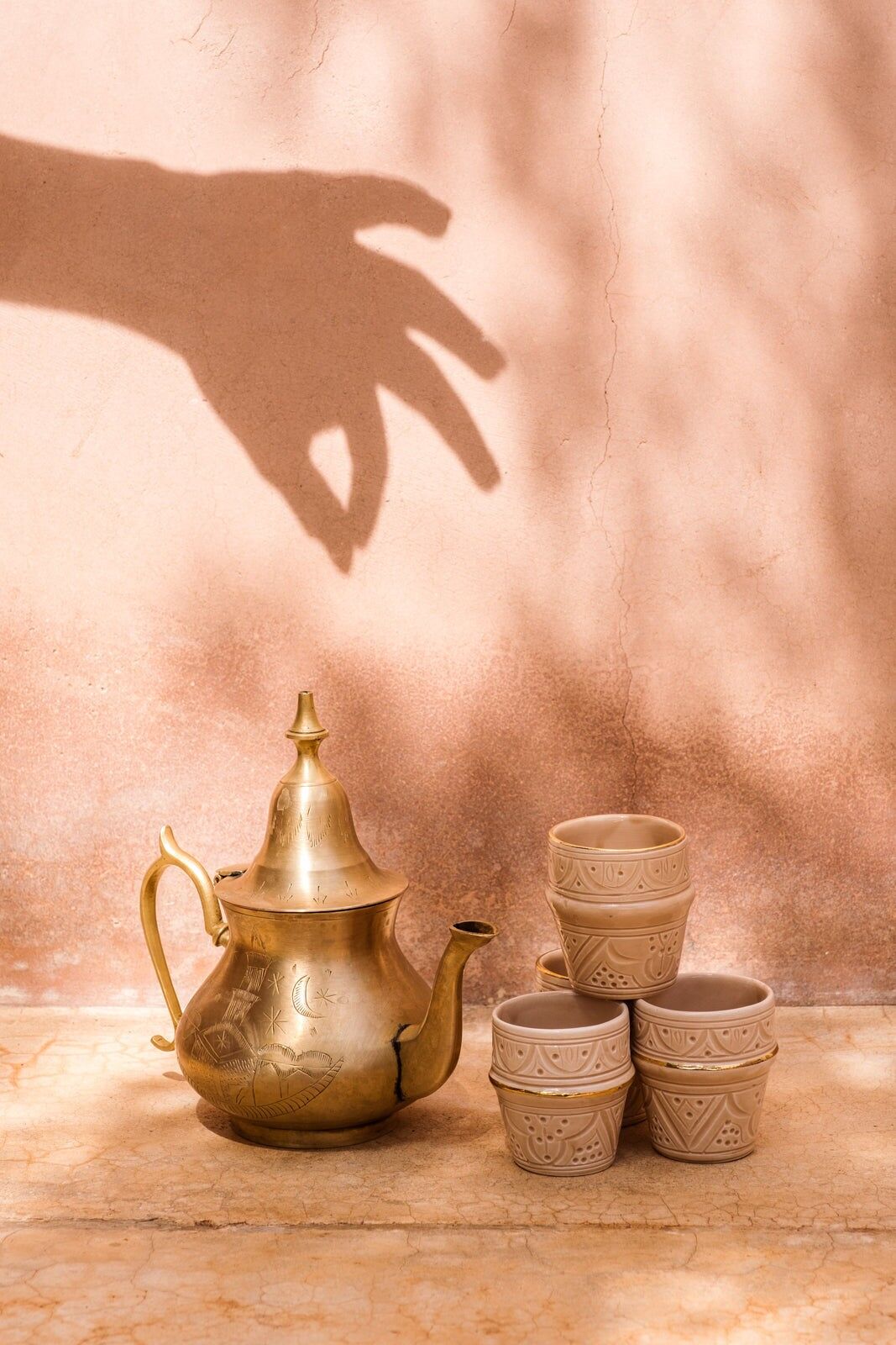 2 petites tasses à café reliëf Sahara Goud “Malika”