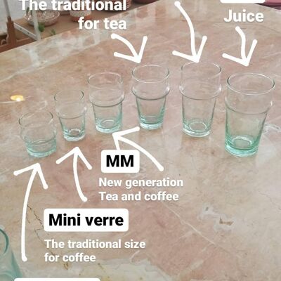 6 très grand verres beldi en verre recycle decore “Fatima”
