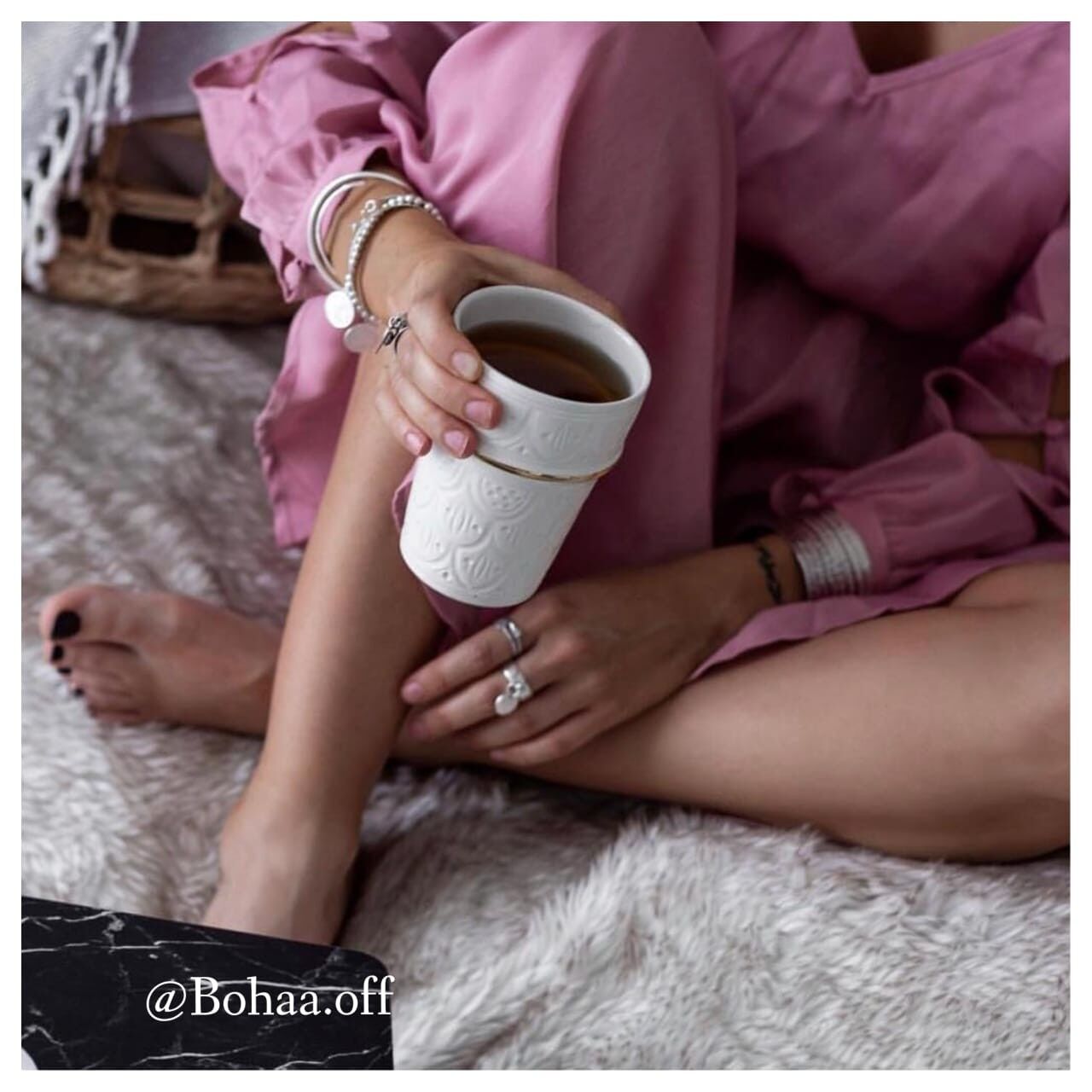 2 grandes tasses beldi reliëf blanc goud “Yasmina”