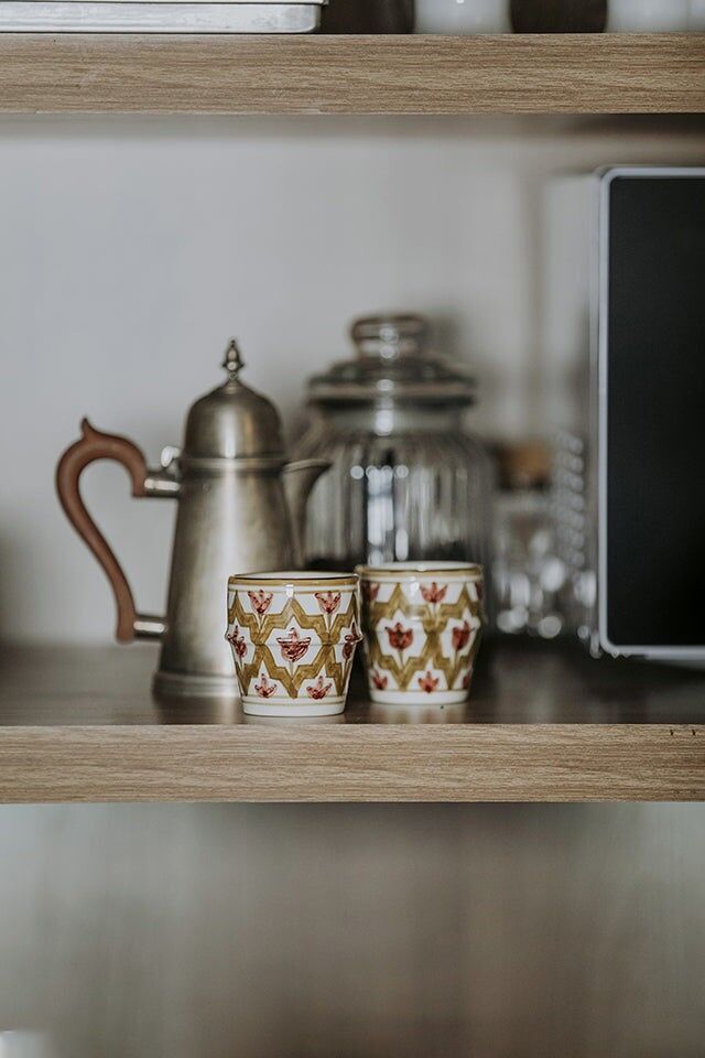 Klein kopje à cafe lmida kaki melanzana goud “Malika”