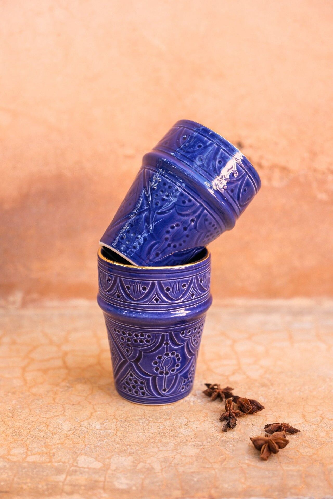 Grande copia beldi sollievo blu majorelle goud “Zahra”