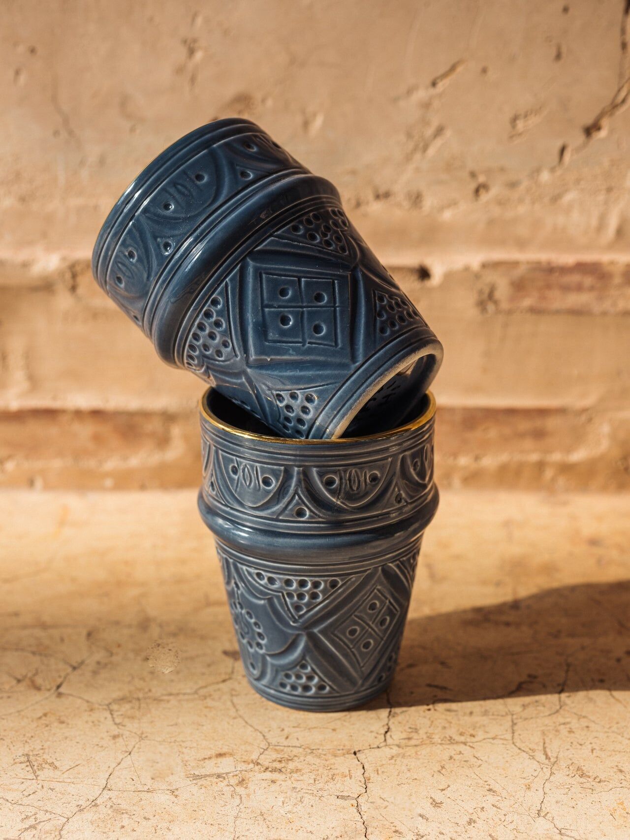 Copia media beldi rilievo pietra blu goud “Malika”