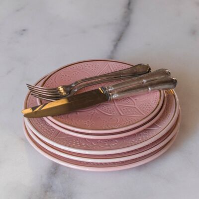 Assiette reliëf blush goud “Noura”