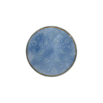 Assiette reliëf blauw stone goud “Leila”